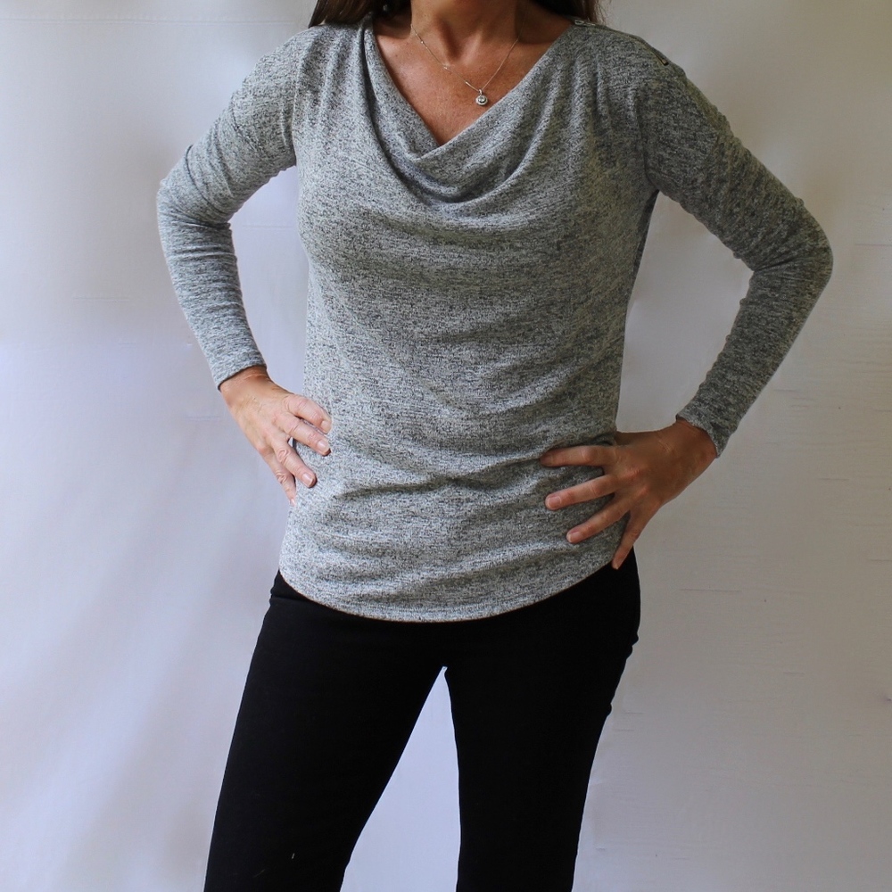 NWT Grey Cowl Neck Top Size S